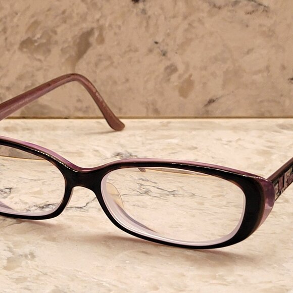 JUDITH LEIBER EYEGLASSES FRAMES JL1040 PURPLE AND BROWN TORTOISE JEWELED WOMEN'S - Picture 4 of 15